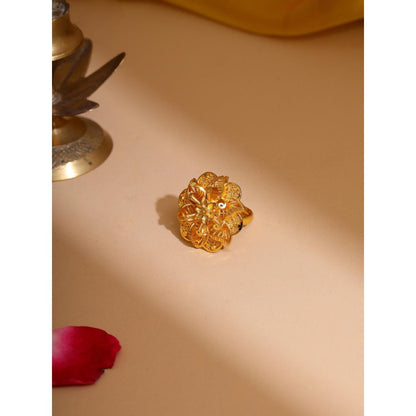 Ruby Raang Studio Gold Brass Gold Plated Statement Ring