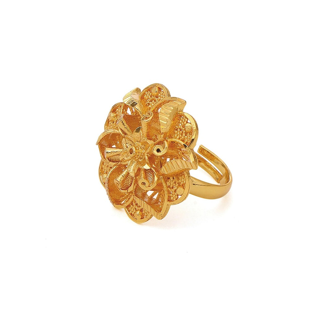 Ruby Raang Studio Gold Brass Gold Plated Statement Ring