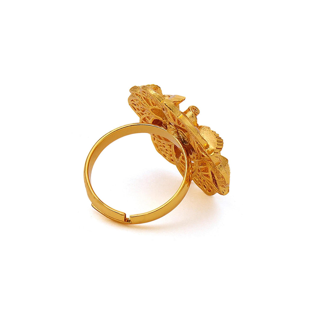 Ruby Raang Studio Gold Brass Gold Plated Statement Ring