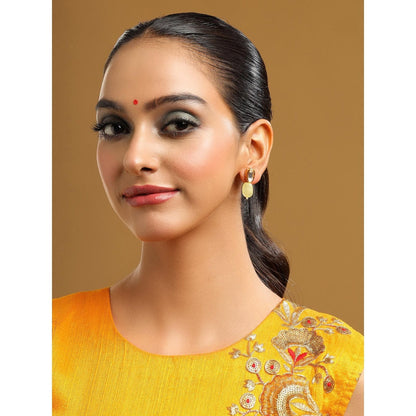 Ruby Raang Studio Yellow Brass Gold Plated Kundan Pair Of Earrings