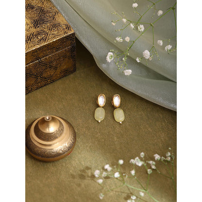 Ruby Raang Studio Yellow Brass Gold Plated Kundan Pair Of Earrings