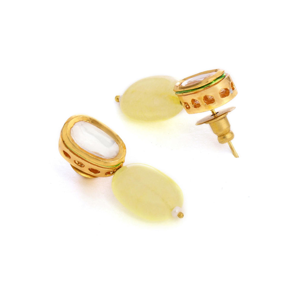 Ruby Raang Studio Yellow Brass Gold Plated Kundan Pair Of Earrings