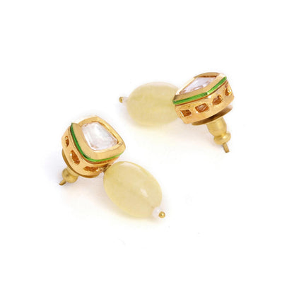Ruby Raang Studio Yellow Brass Gold Plated Kundan Pair Of Earrings