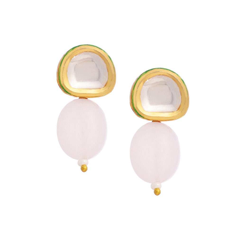 Ruby Raang Studio Pink Brass Gold Plated Kundan Pair Of Earrings