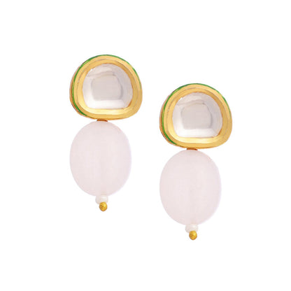 Ruby Raang Studio Pink Brass Gold Plated Kundan Pair Of Earrings