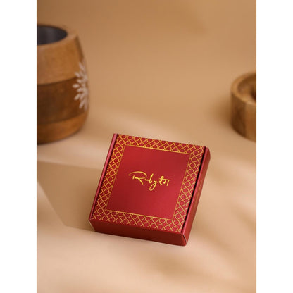 Ruby Raang Studio Blue Brass Gold Plated Kundan Pair Of Earrings