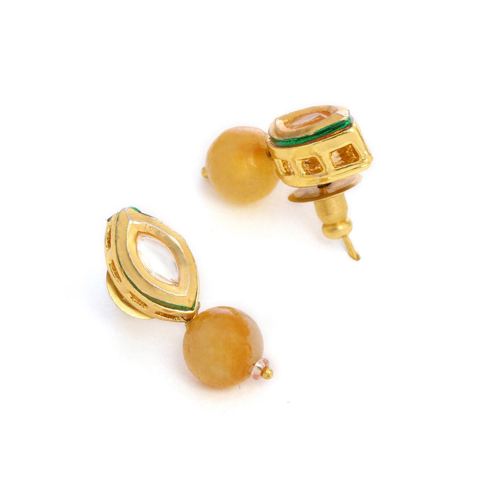 Ruby Raang Studio Yellow Brass Gold Plated Kundan Pair Of Earrings