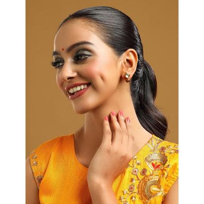 Ruby Raang Studio Brown Brass Gold Plated Kundan Pair Of Earrings
