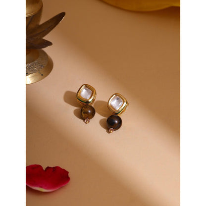 Ruby Raang Studio Brown Brass Gold Plated Kundan Pair Of Earrings