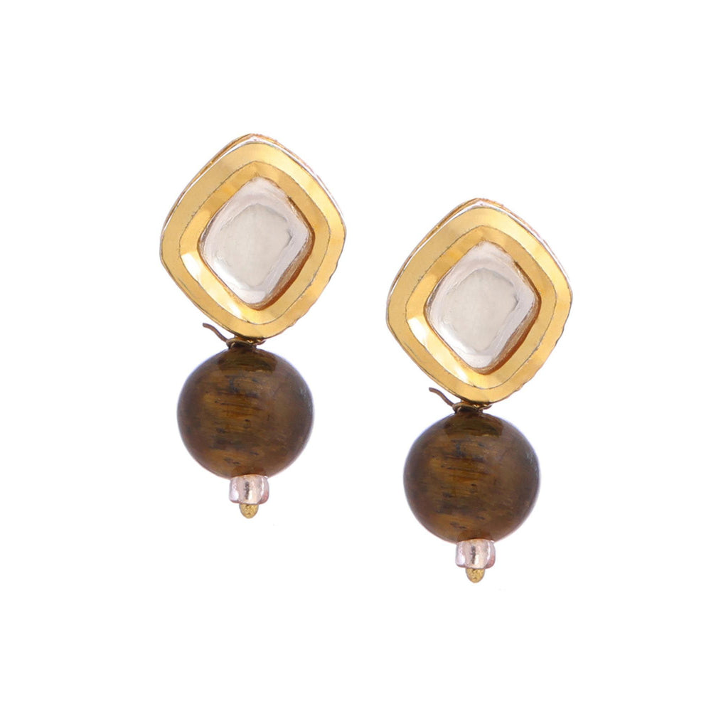 Ruby Raang Studio Brown Brass Gold Plated Kundan Pair Of Earrings