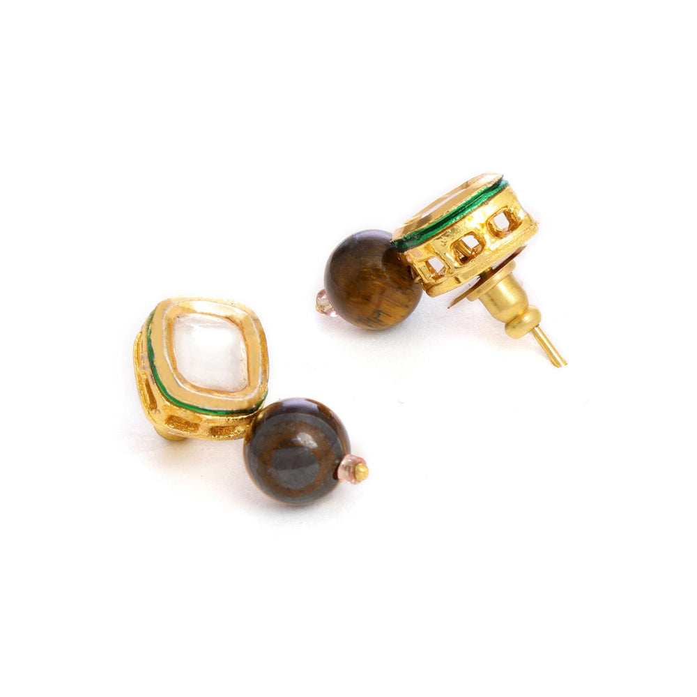Ruby Raang Studio Brown Brass Gold Plated Kundan Pair Of Earrings