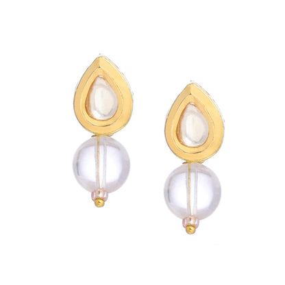 Ruby Raang Studio White Brass Gold Plated Kundan Pair Of Earrings