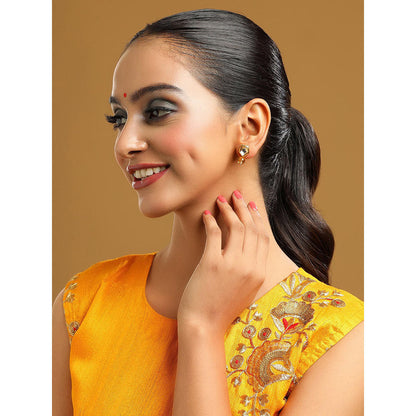Ruby Raang Studio Yellow Brass Gold Plated Kundan Pair Of Earrings