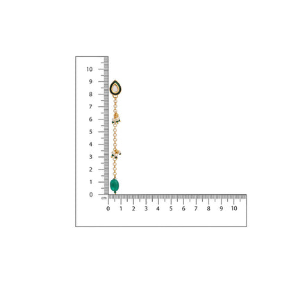 Ruby Raang Studio Green Brass Gold Plated Kundan Pair Of Earrings