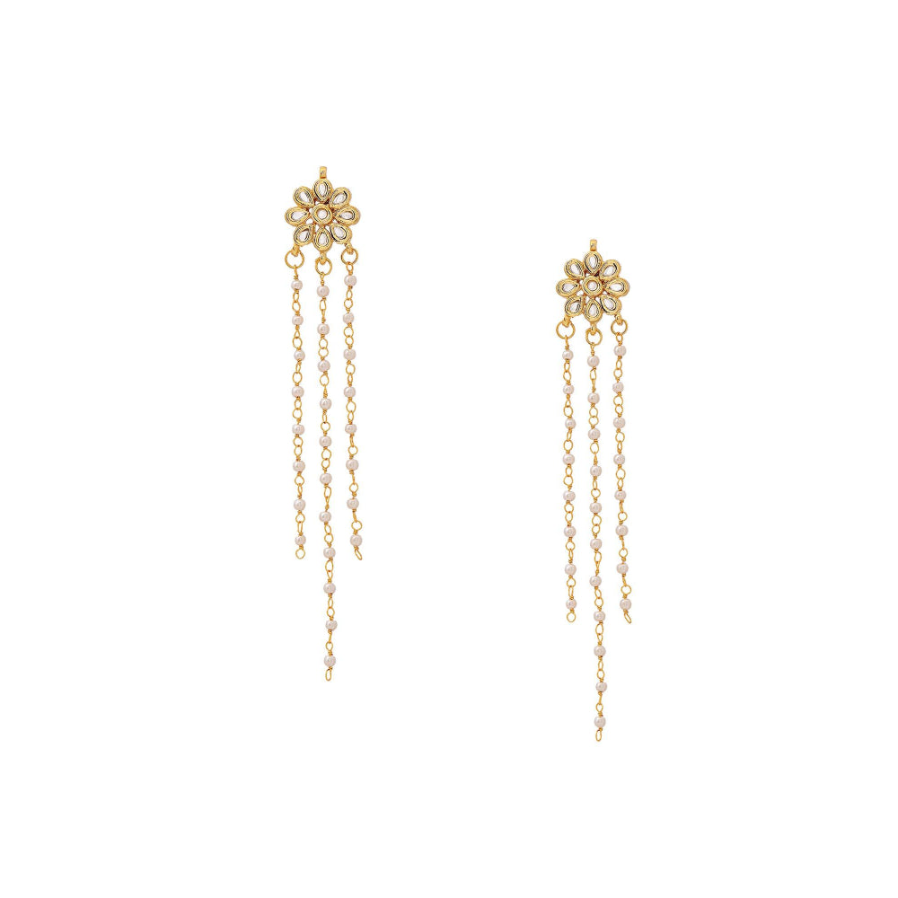 Ruby Raang Studio White Brass Gold Plated Kundan Pair Of Earrings