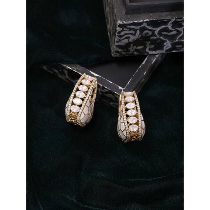 Ruby Raang Studio White Kundan Hoop Earrings
