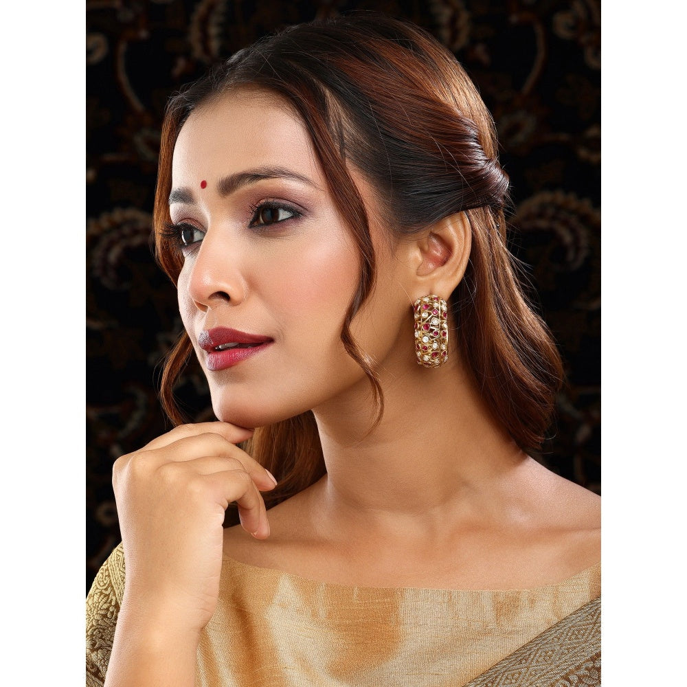 Ruby Raang Studio Round Kundan Hoop Earrings
