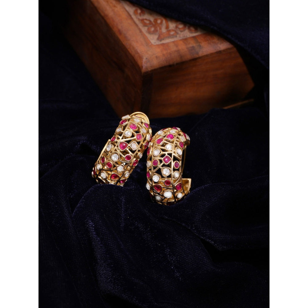 Ruby Raang Studio Round Kundan Hoop Earrings