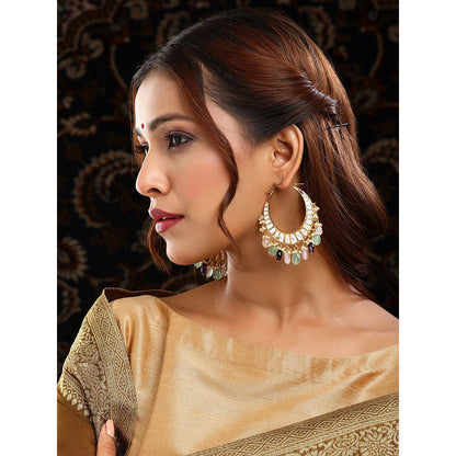 Ruby Raang Studio Multi Kundan Hoop Earrings