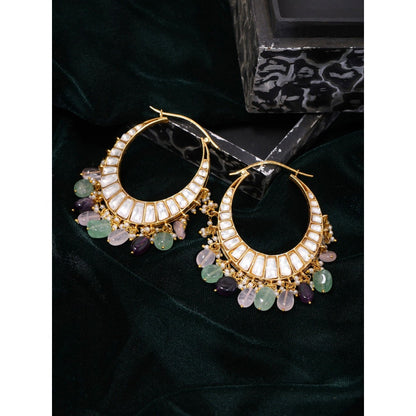 Ruby Raang Studio Multi Kundan Hoop Earrings