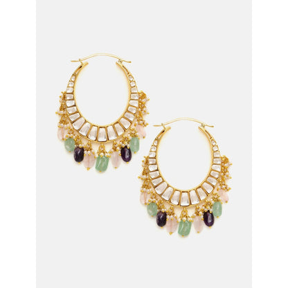 Ruby Raang Studio Multi Kundan Hoop Earrings