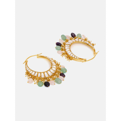 Ruby Raang Studio Multi Kundan Hoop Earrings