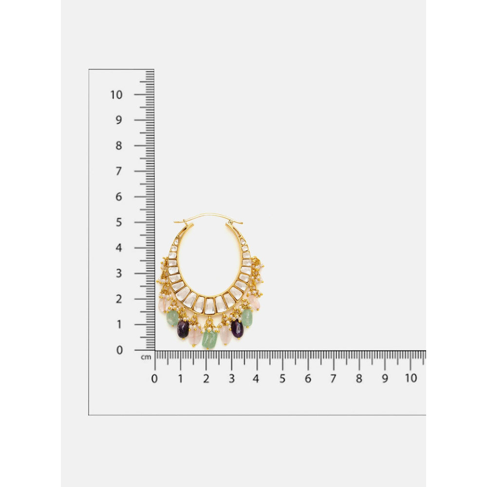 Ruby Raang Studio Multi Kundan Hoop Earrings