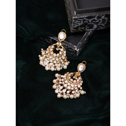 Ruby Raang Studio White Chand Kundan Earrings
