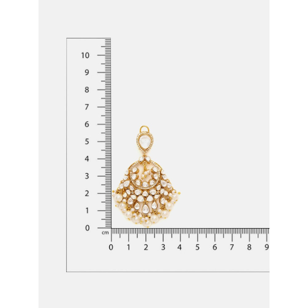 Ruby Raang Studio White Chand Kundan Earrings