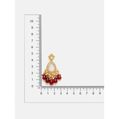 Ruby Raang Studio Kundan Earrings with Maroon Stones