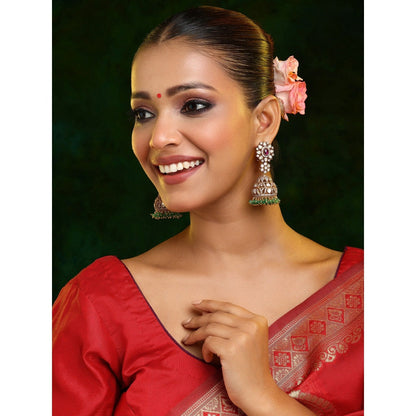 Ruby Raang Studio Diamond and Stone Jhumka Earrings