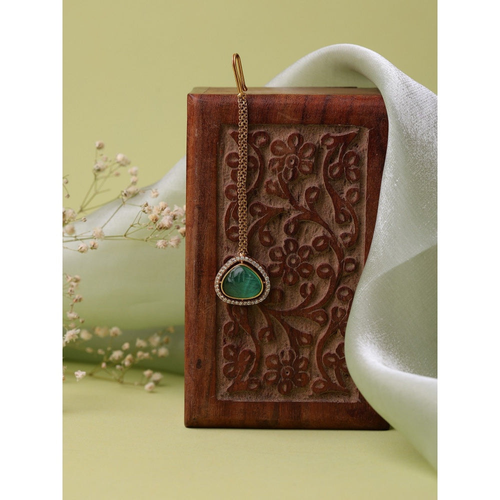 Ruby Raang Studio Stone Kundan Maang Tikka