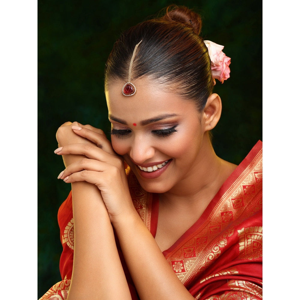 Ruby Raang Studio Stone Kundan Maang Tikka