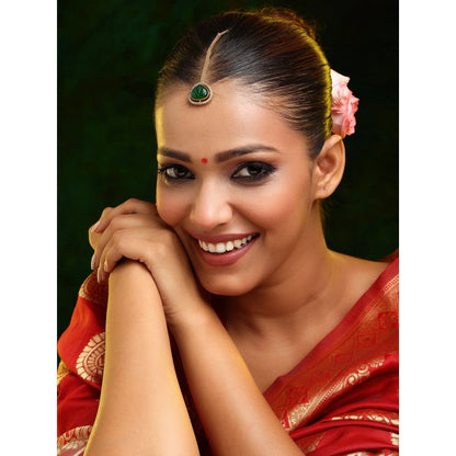 Ruby Raang Studio Stone Kundan Maang Tikka