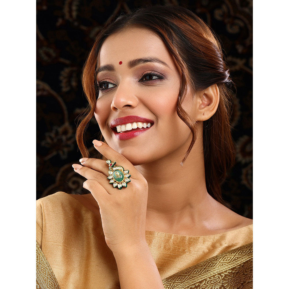 Ruby Raang Studio Birdie Kundan Ring