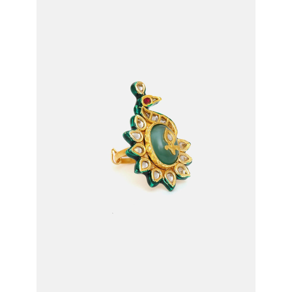 Ruby Raang Studio Birdie Kundan Ring