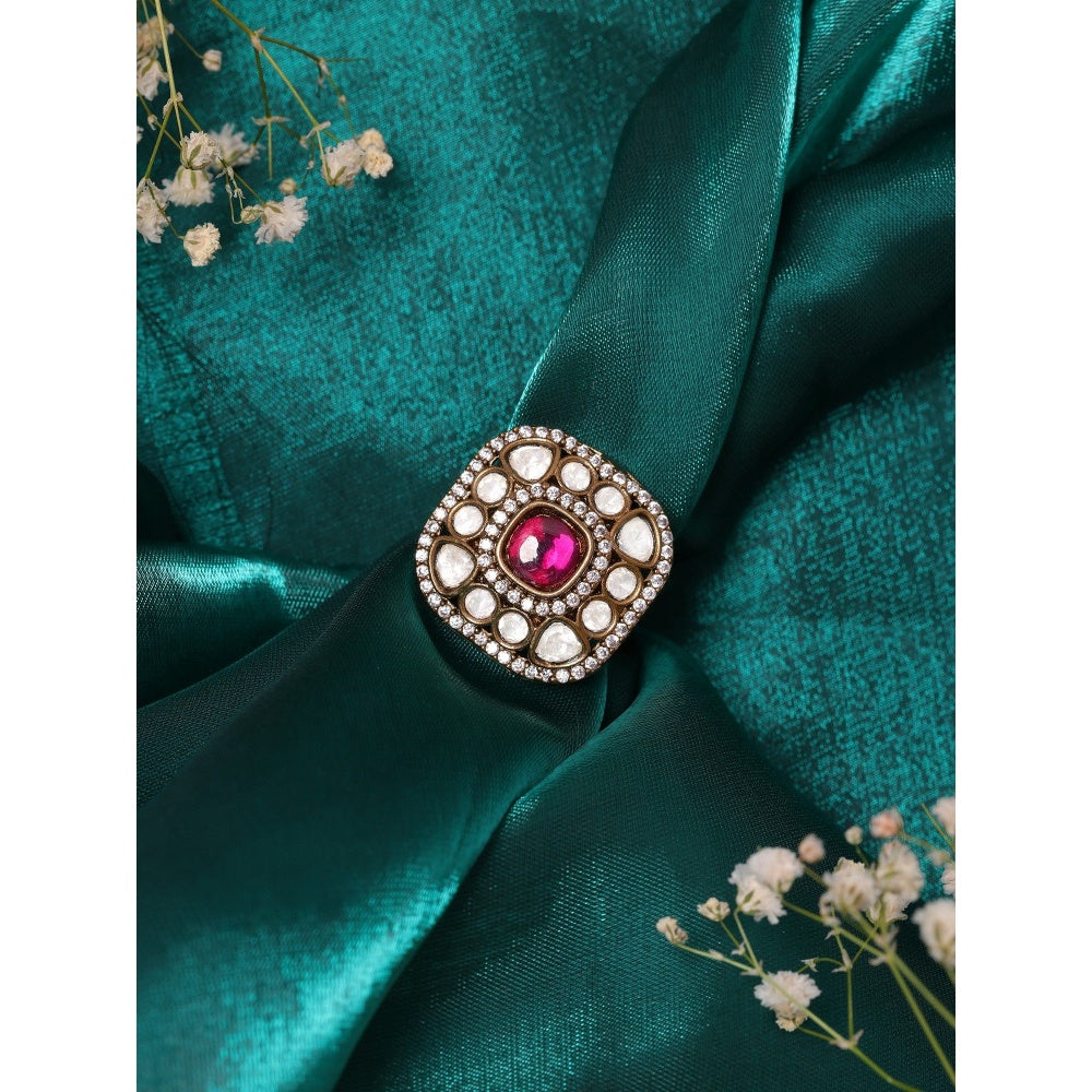 Ruby Raang Studio Kundan and Stone Ring