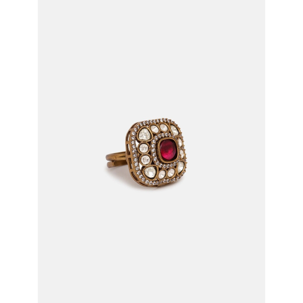 Ruby Raang Studio Kundan and Stone Ring