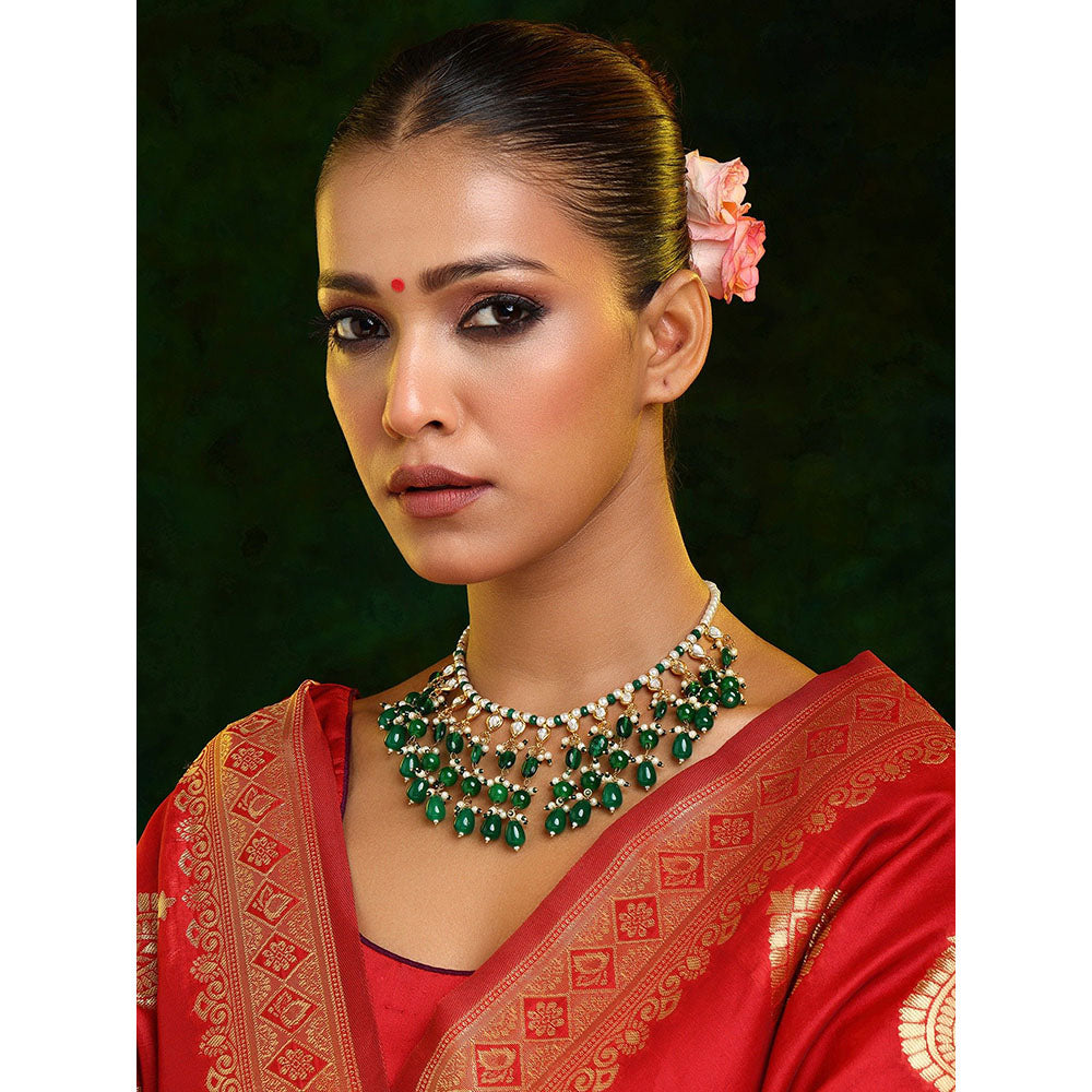 Ruby Raang Studio Kundan and Emerald Collar Necklace