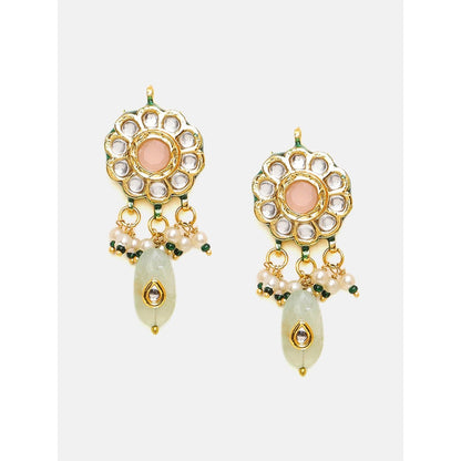Ruby Raang Studio Kundan and Mint Coloured Stonework Jewellery Set