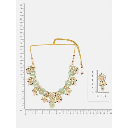 Ruby Raang Studio Kundan and Mint Coloured Stonework Jewellery Set