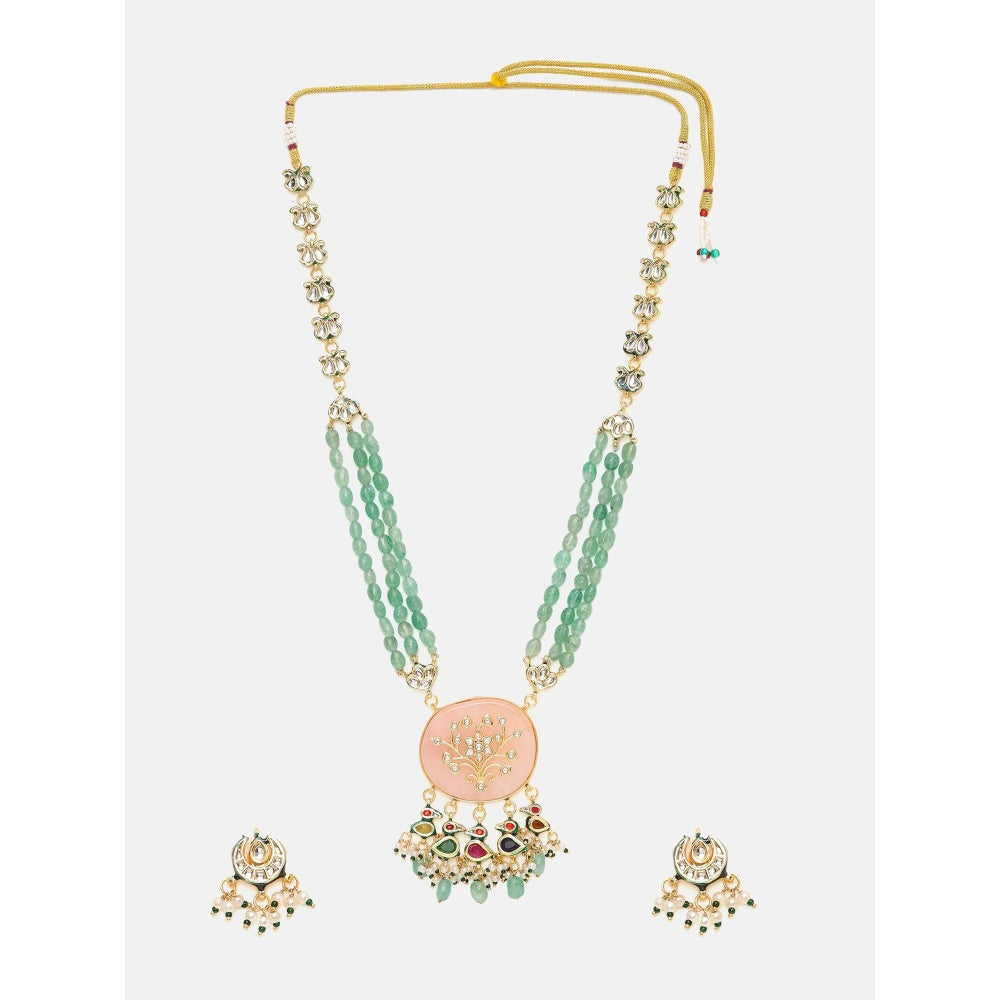 Ruby Raang Studio Long Kundan and Stonework Jewellery Set