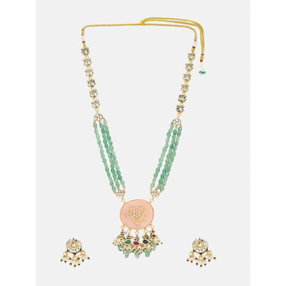 Ruby Raang Studio Long Kundan and Stonework Jewellery Set