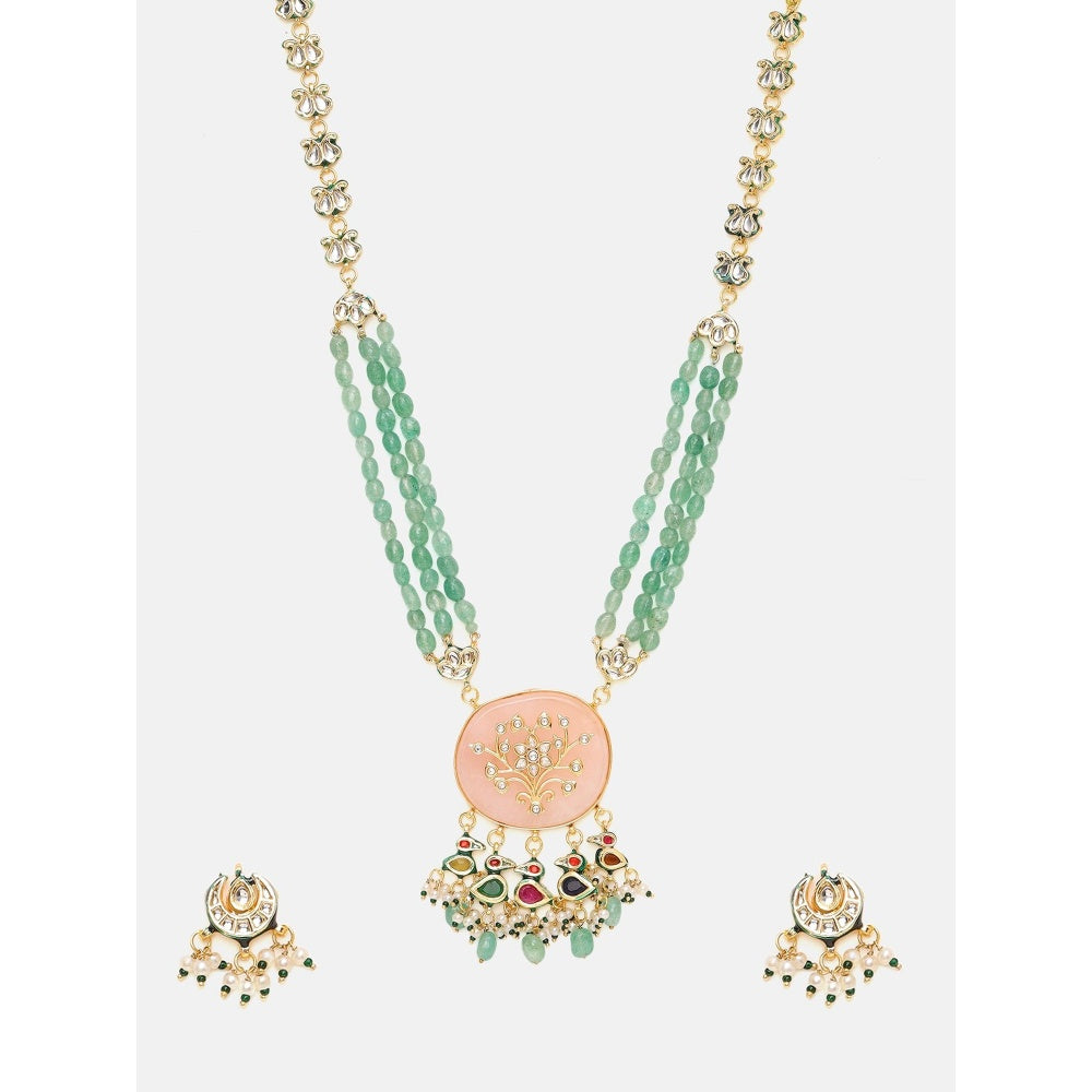 Ruby Raang Studio Long Kundan and Stonework Jewellery Set