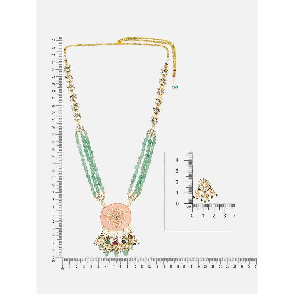 Ruby Raang Studio Long Kundan and Stonework Jewellery Set