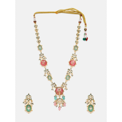 Ruby Raang Studio Long Mint Stonework Jewellery Set