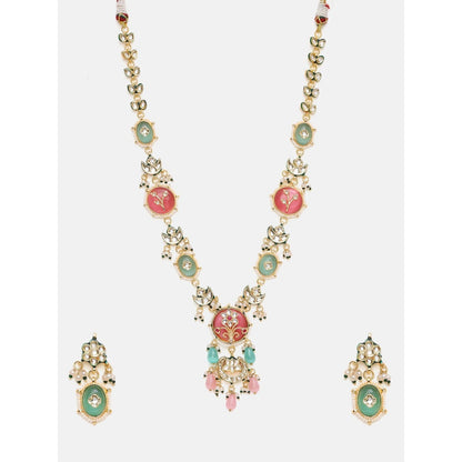Ruby Raang Studio Long Mint Stonework Jewellery Set