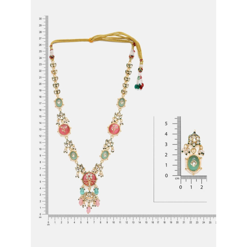 Ruby Raang Studio Long Mint Stonework Jewellery Set