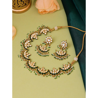 Ruby Raang Studio Half Moon Kundan Jewellery Set