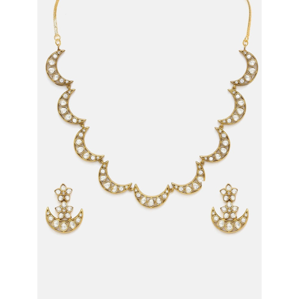 Ruby Raang Studio Half Moon Kundan Jewellery Set